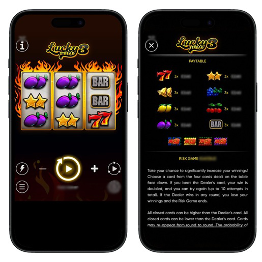 Интерфейс и таблица выплат Lucky Streak 3