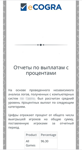 Сертификат eCOGRA